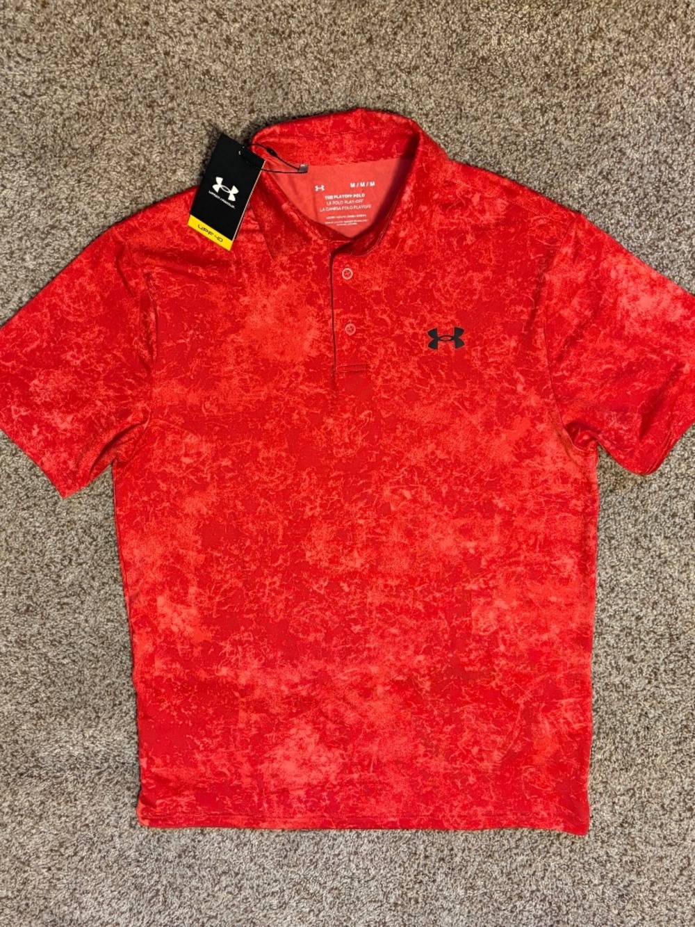 NWT Under Armour Golf Playoff Polo Shirt 2.0 Printed Medium Atomic Red NEW $70